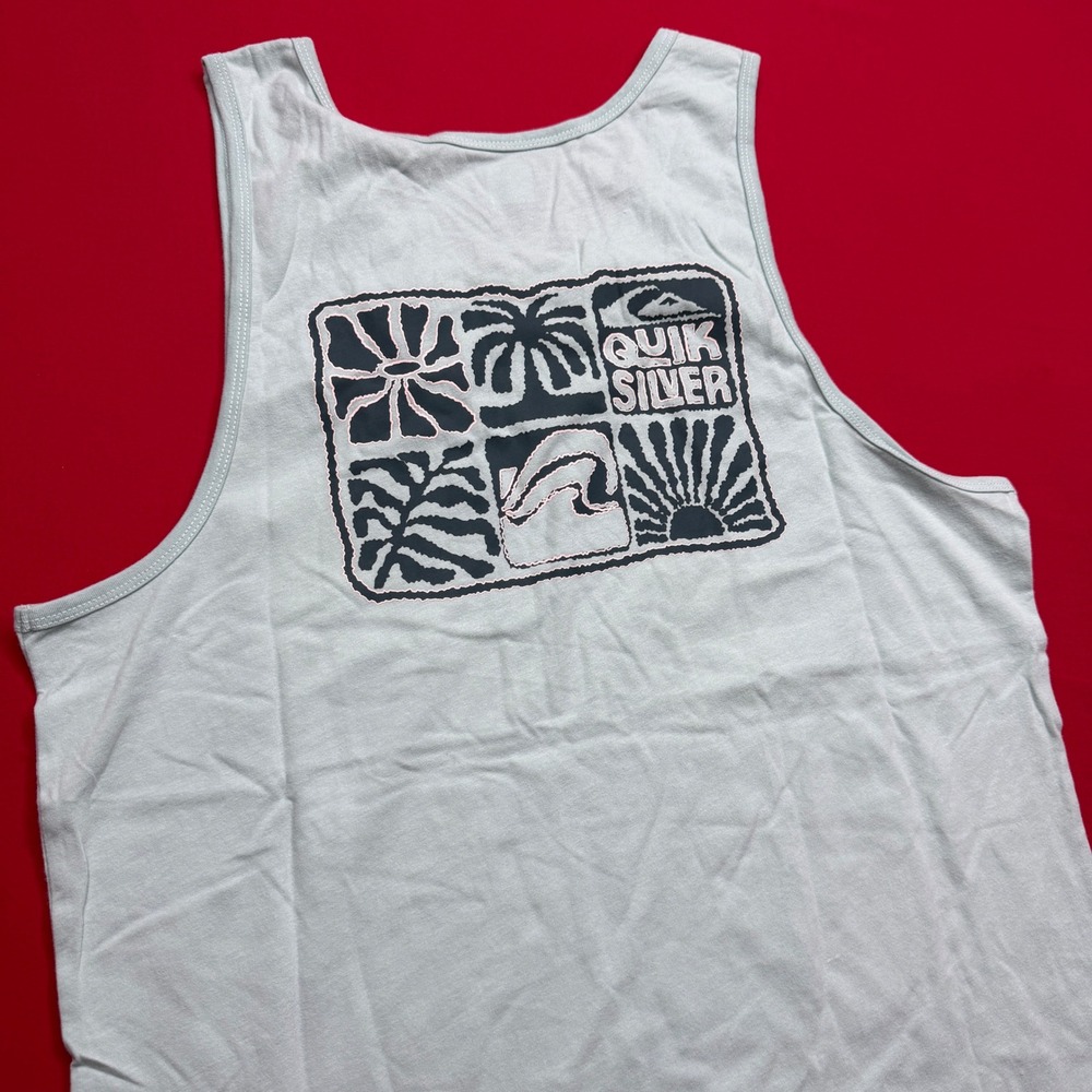 Quiksilver Mens Surf Tank Top Mint Green Graphic Sleeveless Shirt NWT Small